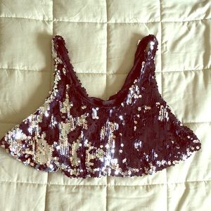 Disco flip sequin crop top